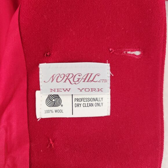 Vintage 70s Red Wool Blazer Skirt Suit Set Double-Breasted Lux Office Chic - Picture 4 of 14